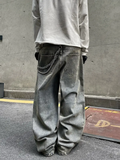 Lockere Passform Jeans | Gewaschen | Hip Hop | Baggy Jeans | Herrenjeans-Chaps Herrenmode