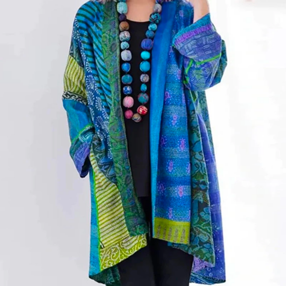 Damen Langer Cardigan Leichter Baumwollmix - Norvielle