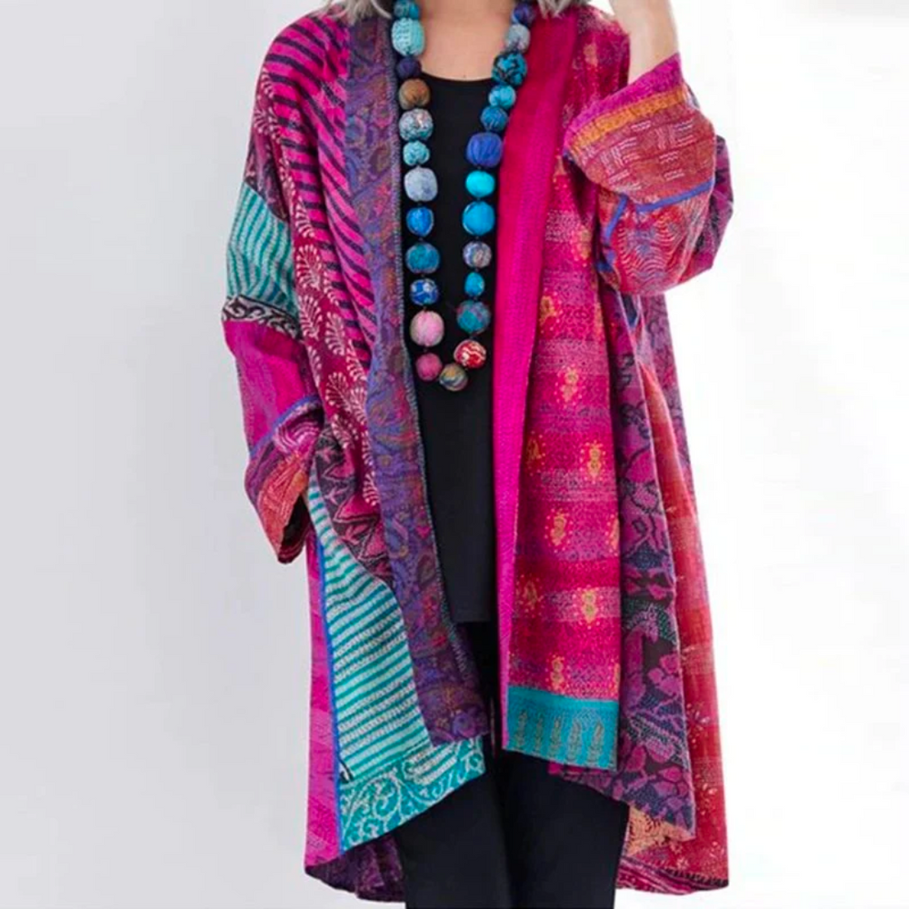 Damen Cardigan Leichter Baumwollmix Lang
