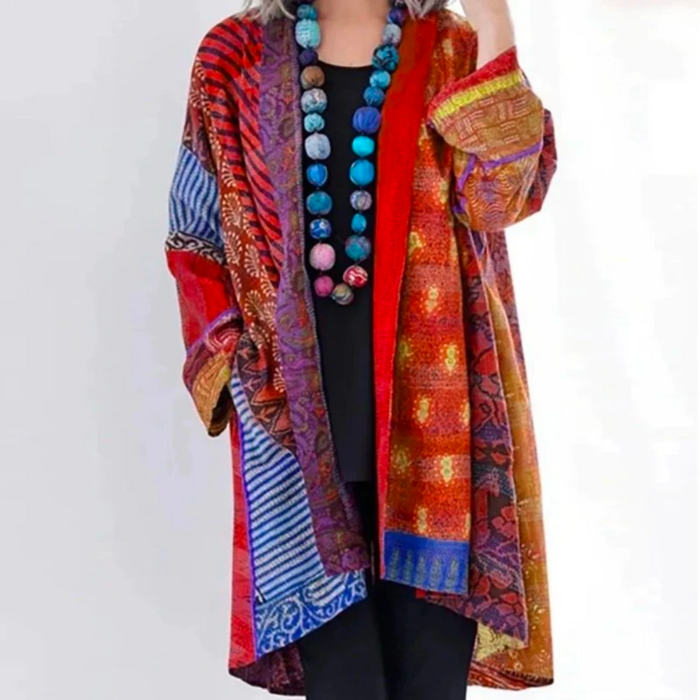 Damen Cardigan Leichter Baumwollmix Lang