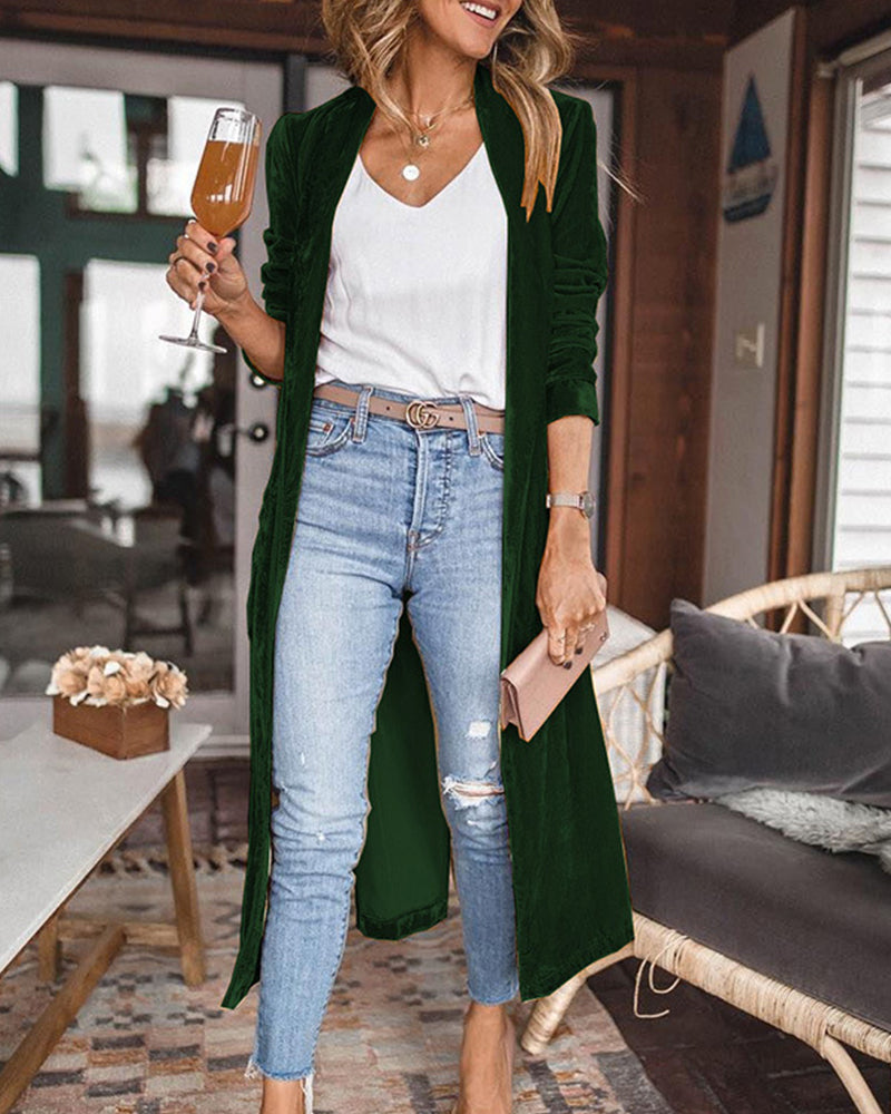 Norvielle Damen Offener Cardigan Längeres Design