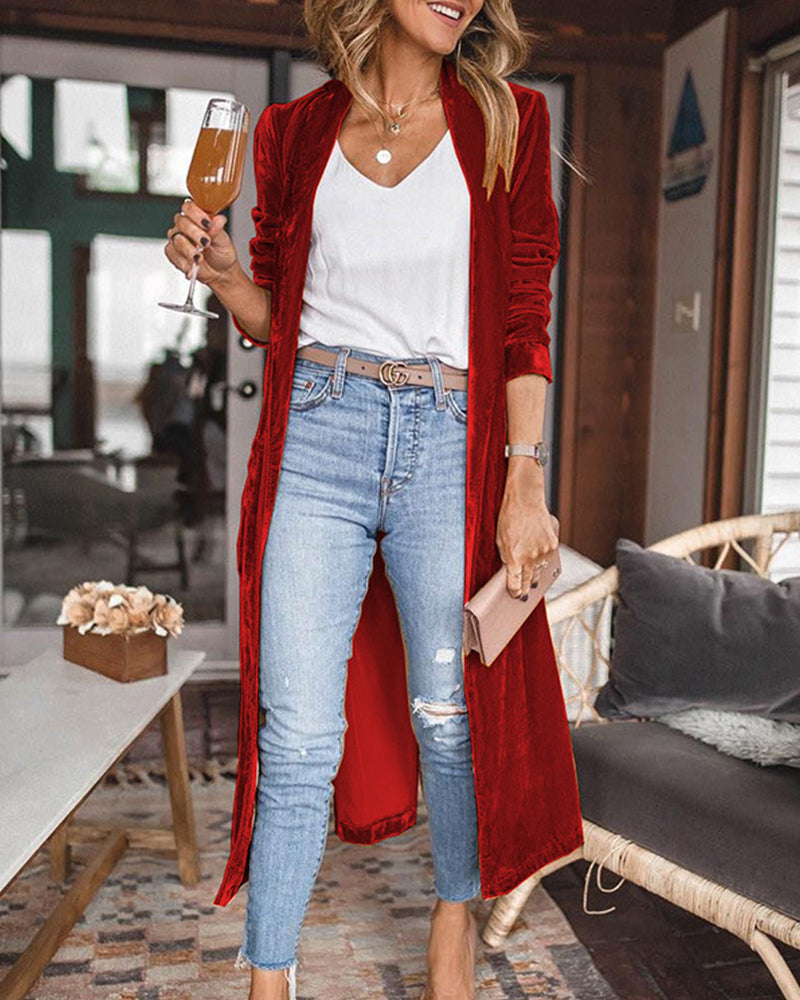 Norvielle Damen Offener Cardigan Längeres Design