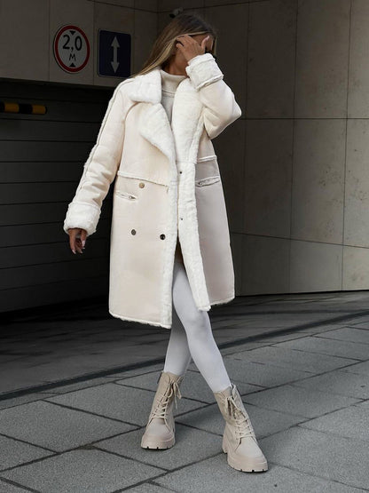 Norvielle Damen Polarfleece-Mantel Lang Winter