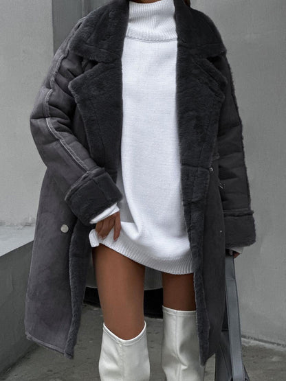 Norvielle Damen Polarfleece-Mantel Lang Winter