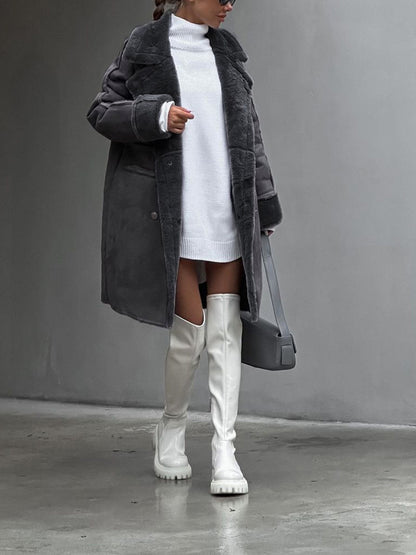 Norvielle Damen Polarfleece-Mantel Lang Winter