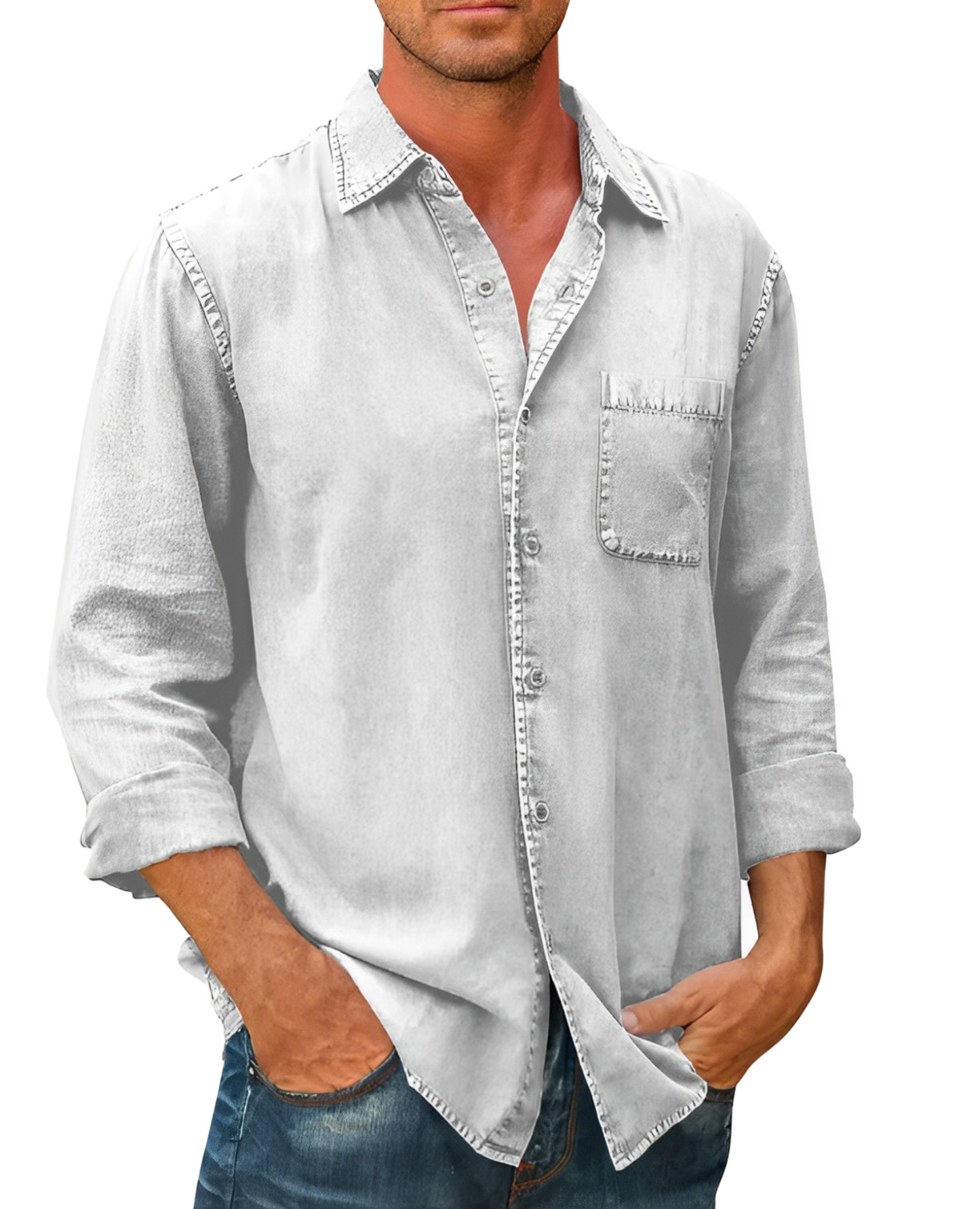 Herren Langarm-Polo-Shirt Bequeme Passform