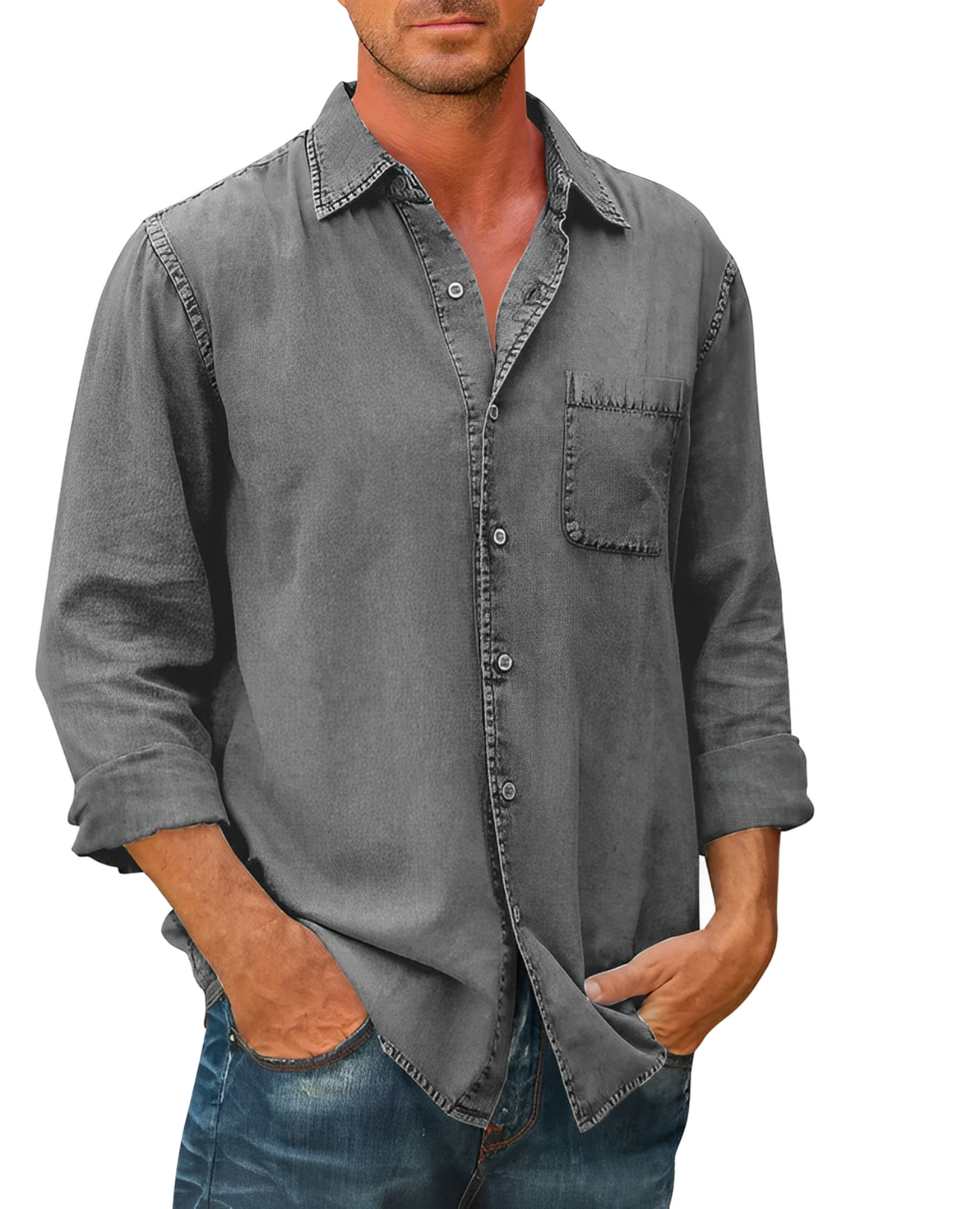 Herren Langarm-Polo-Shirt Bequeme Passform