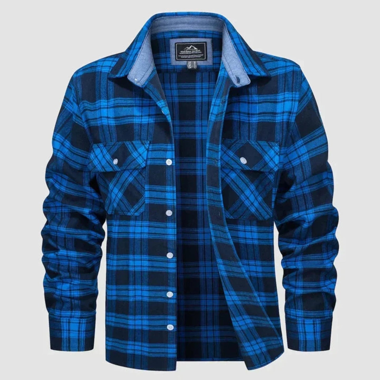 Herren Langarm-Poloshirt Karomuster
