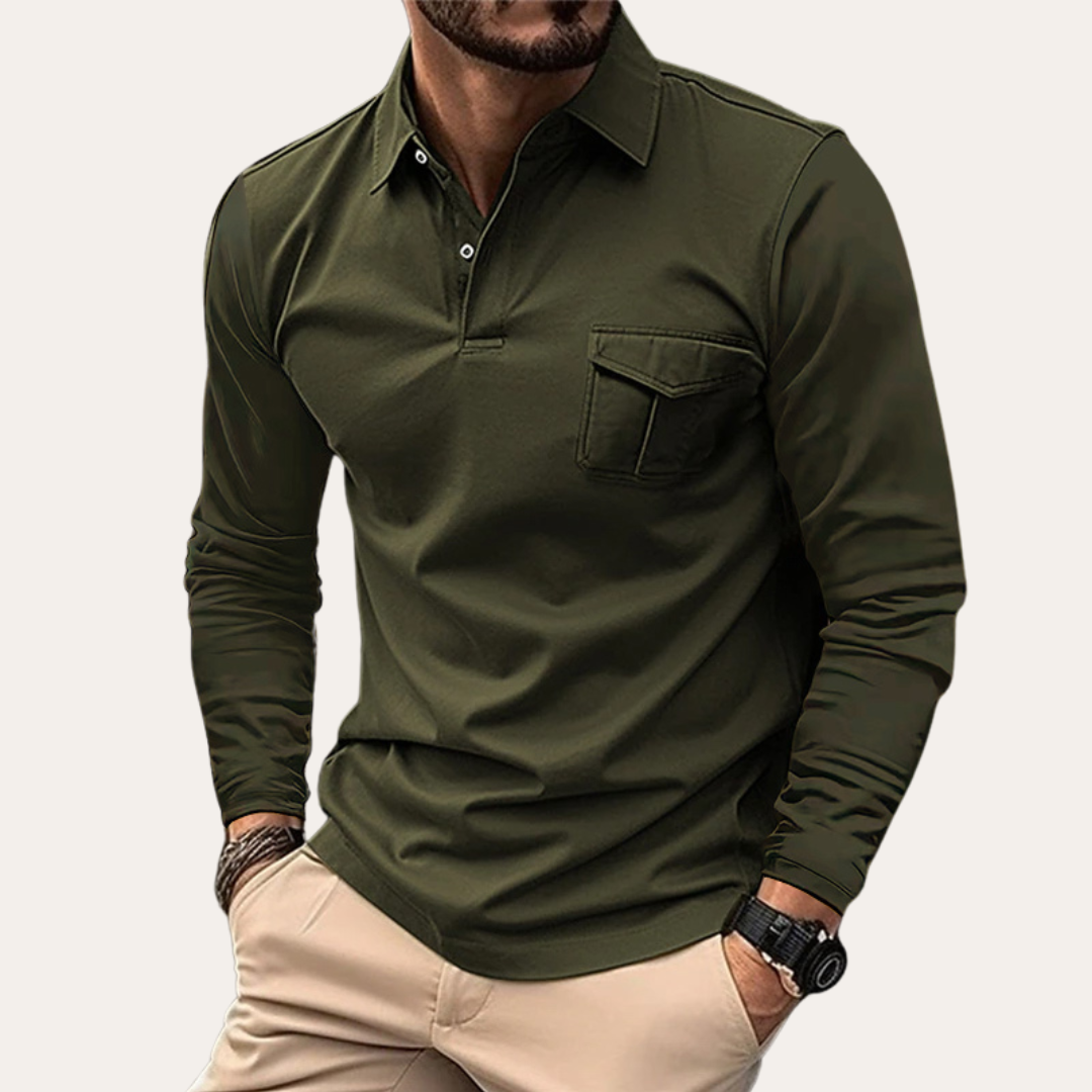 Norvielle Herren Langarm-Polo-Shirt Zeitloses Design