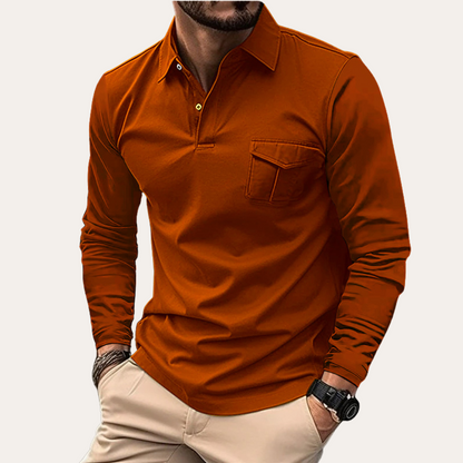 Norvielle Herren Langarm-Polo-Shirt Zeitloses Design