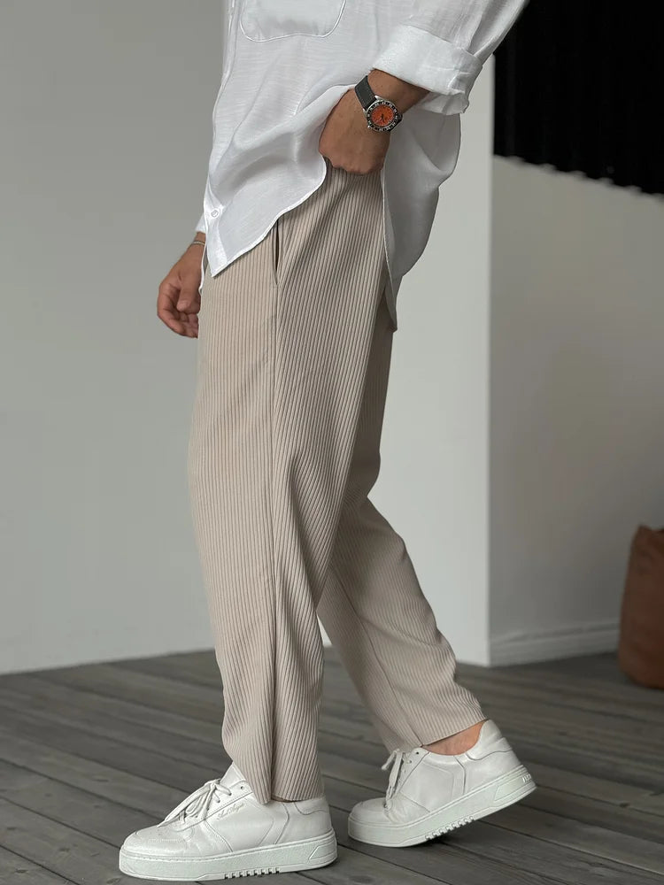 Loose Fit Hose - Gerippt - Elastische Taille - Gerade Hosenbeine - Herrenhosen-Chaps Herrenmode