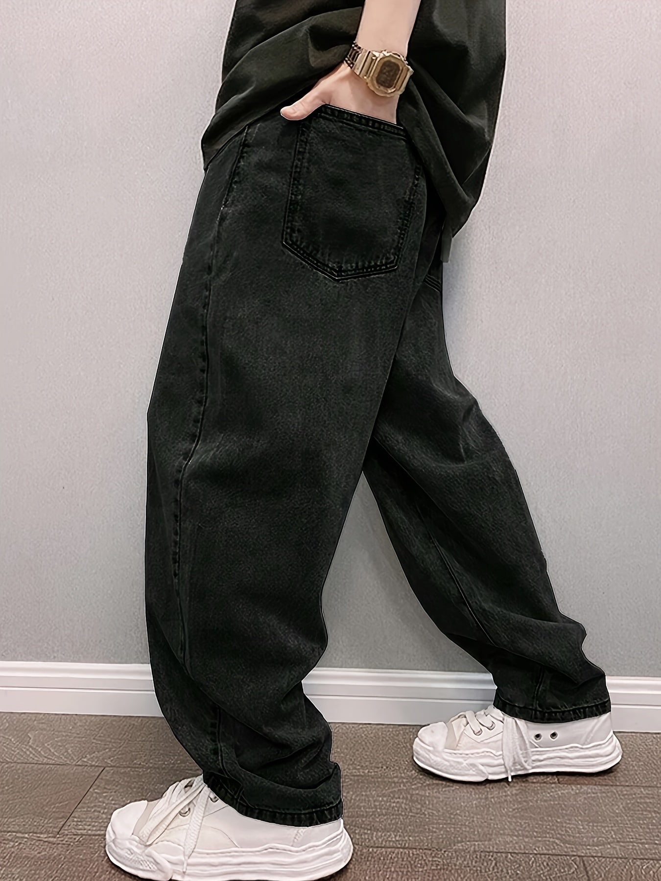 Loose Fit Jeans - Herren Stonewash Hip Hop Baggy Jeans-Chaps Herrenmode