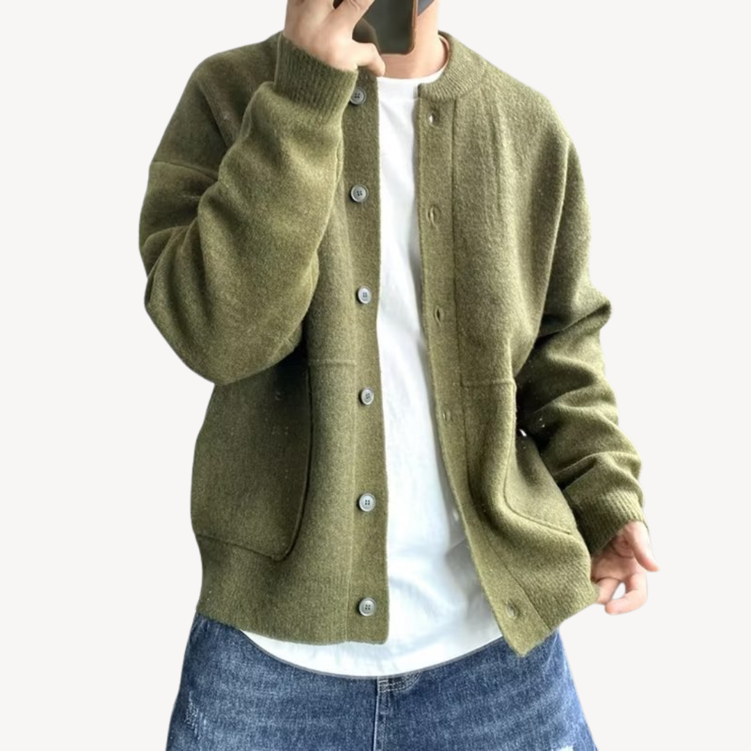 Herren Strickcardigan Klassisch Rundhalsausschnitt Mit Knöpfen - Norvielle