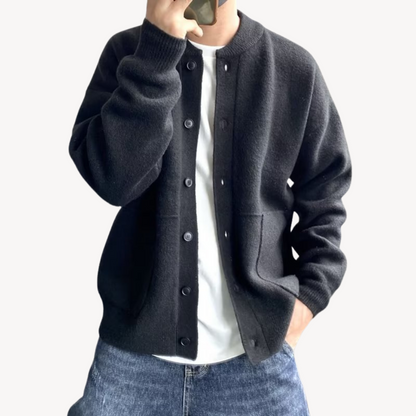 Herren Strickcardigan Klassisch Rundhalsausschnitt Mit Knöpfen