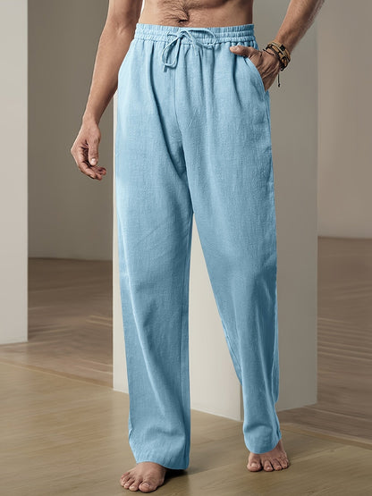 Lounge-Hose – Locker sitzende Freizeit-Hose mit Kordelzug für Herren-Himmelblau-S-Chaps Herrenmode