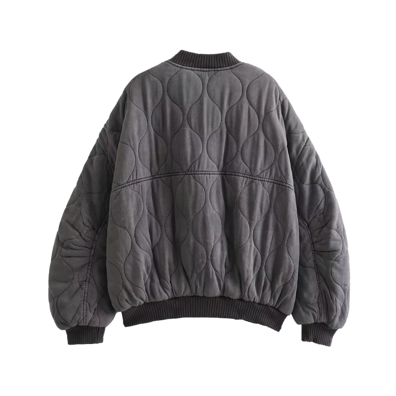 Graue Damen Oversized Bomberjacke Leicht - Norvielle