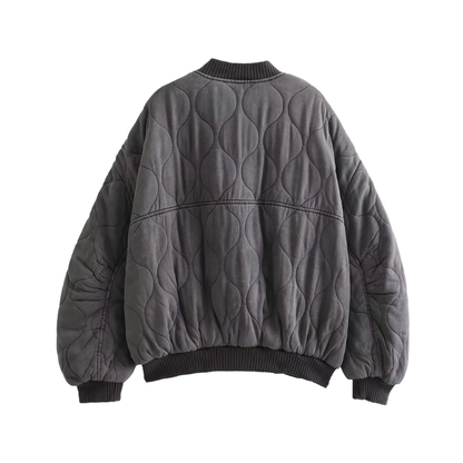 Graue Damen Oversized Bomberjacke Leicht - Norvielle