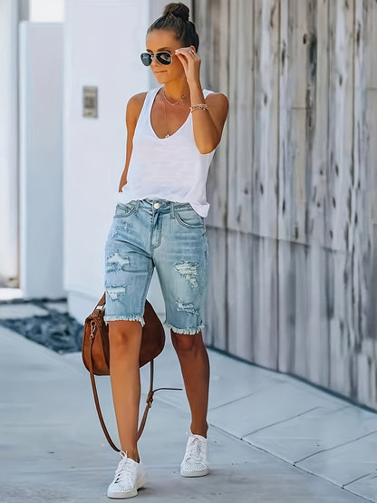 Norvielle Damen Bermuda Shorts Denim