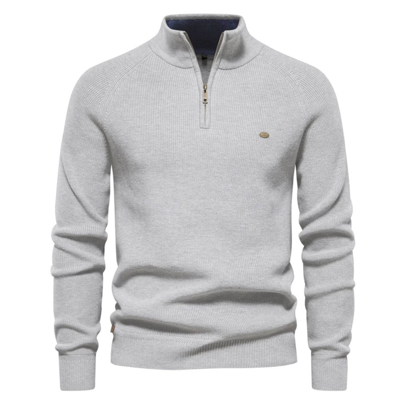 Herren Strickpullover Halbzip Merino Frühling Beige