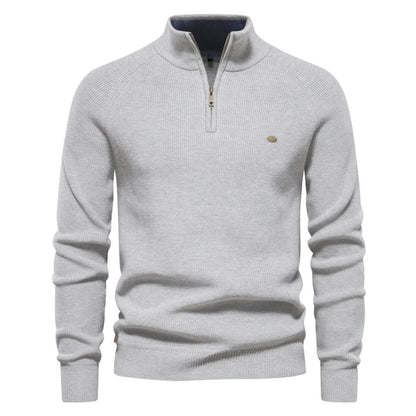 Herren Strickpullover Halbzip Merino Frühling Beige