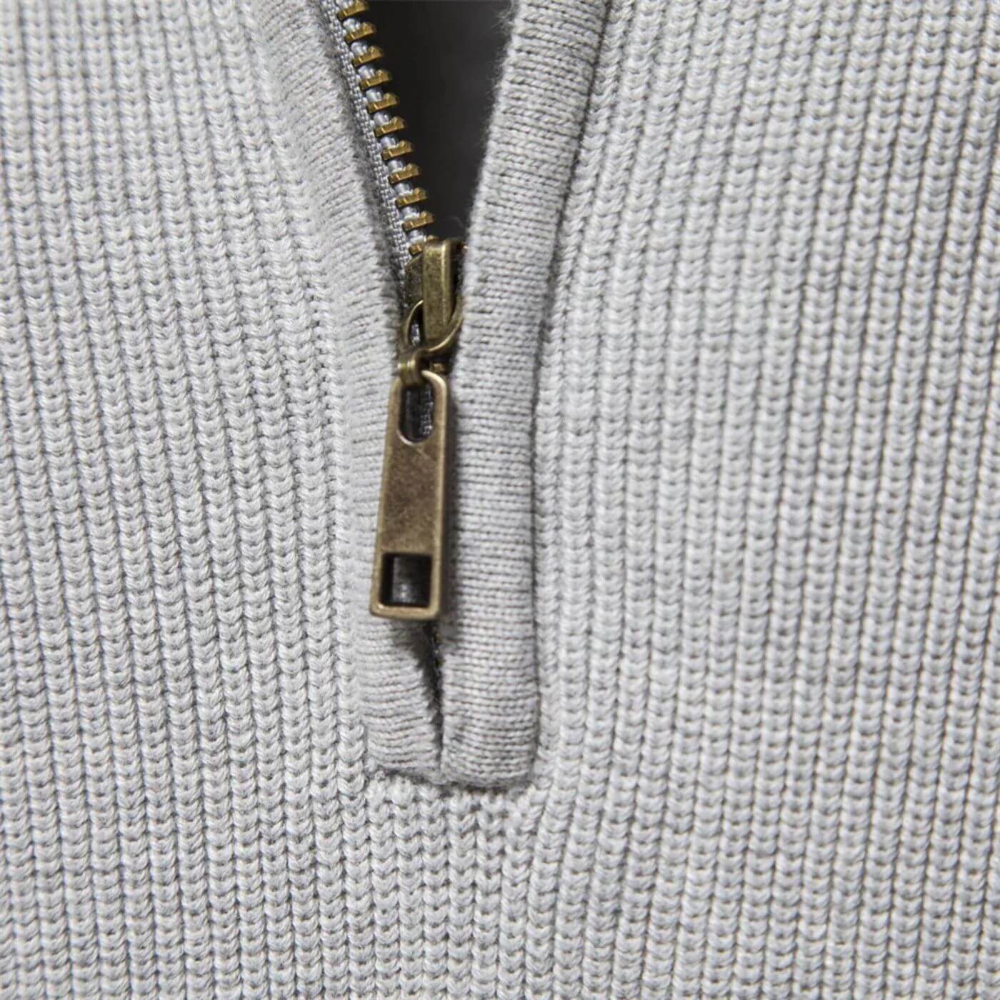 Herren Strickpullover Halbzip Merino Frühling Beige