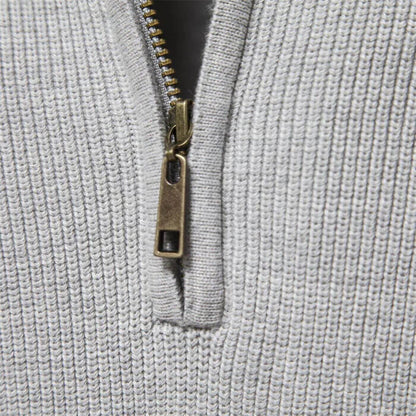 Herren Strickpullover Halbzip Merino Frühling Beige