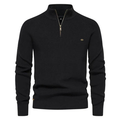 Herren Strickpullover Halbzip Merino Frühling Beige