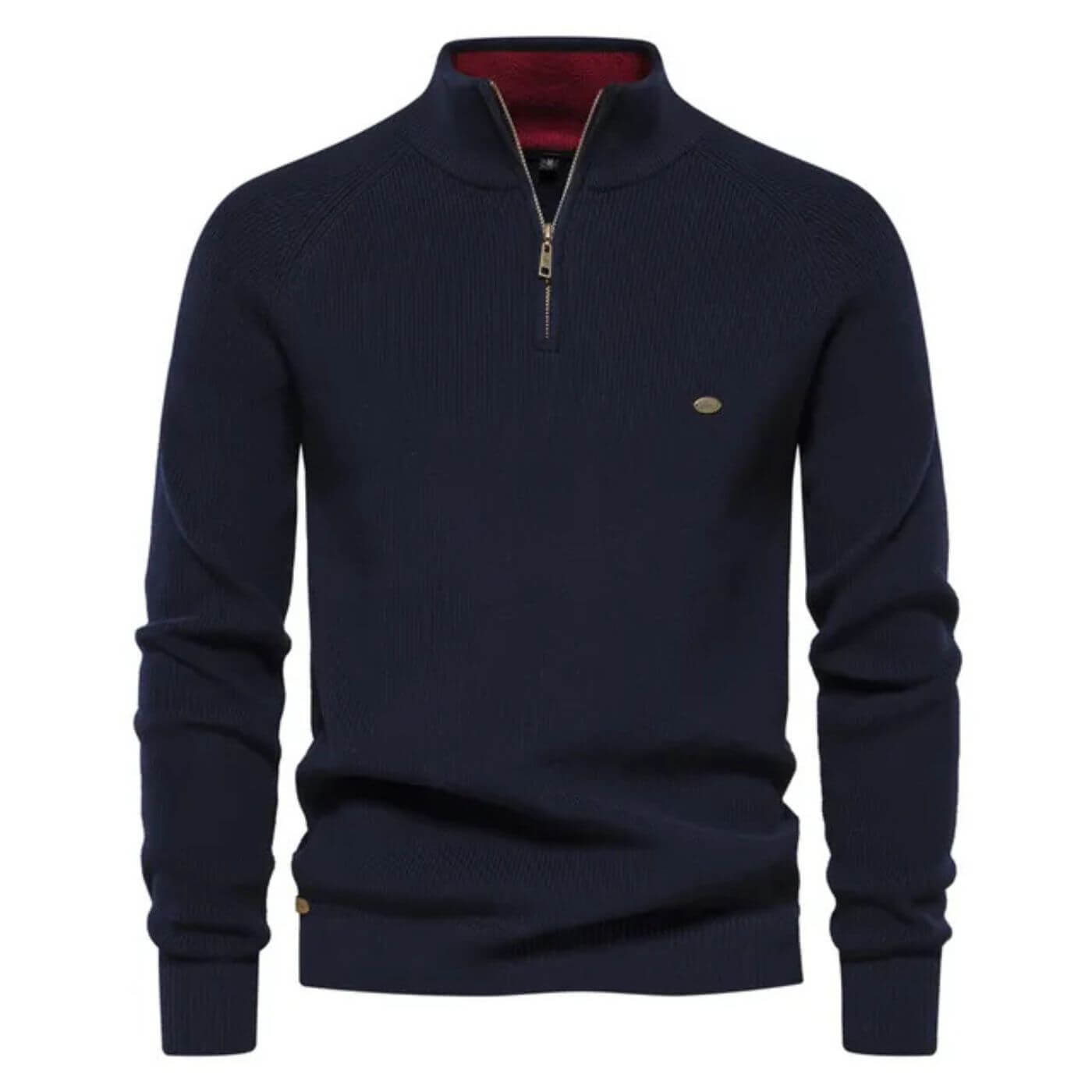 Herren Strickpullover Halbzip Merino Frühling Beige