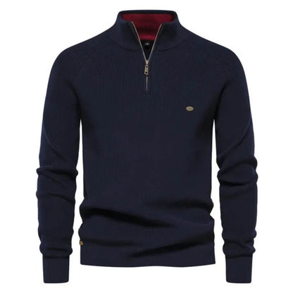 Herren Strickpullover Halbzip Merino Frühling Beige