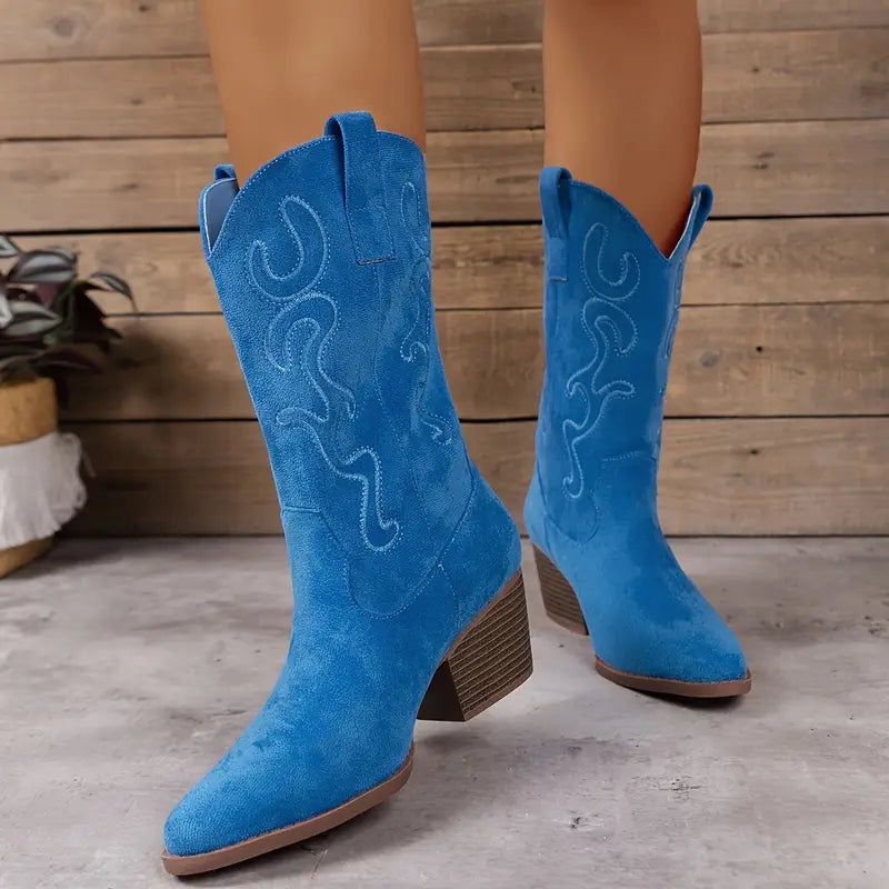 Damen Cowboy Knöchelstiefel Elegantes Leder