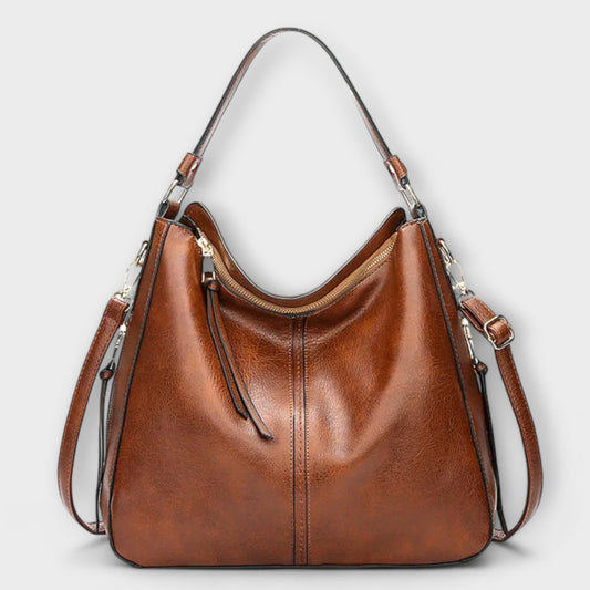 Elke Damen Schultertasche Klassisches Leder Schwarz - Norvielle