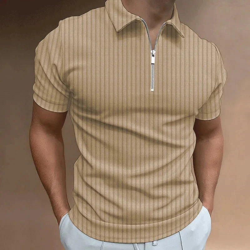 Luxuriöses Herren-Polo mit Reißverschluss für den Sommer Frühling-Khaki-S-Chaps Herrenmode