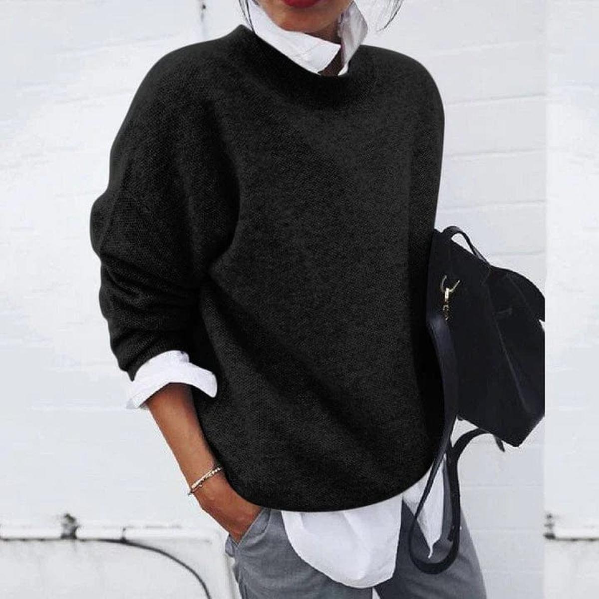 Damen Lässiger Pullover Locker Geschnitten