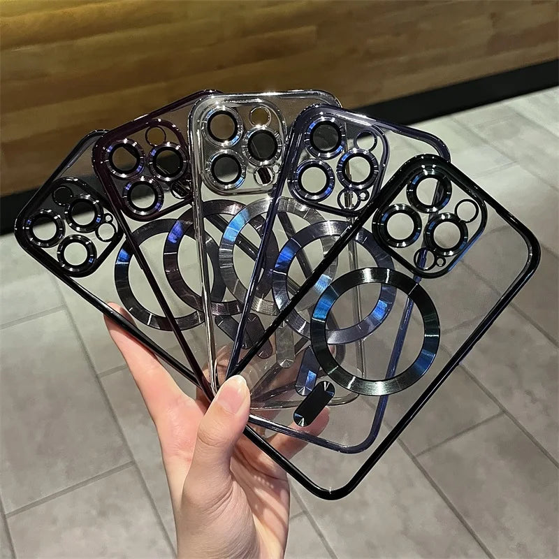 Weiches Magnetisches Handyhülle aus Plating für iPhone Transparent