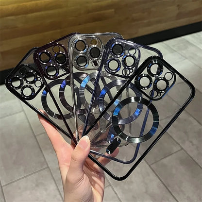 Weiches Magnetisches Handyhülle aus Plating für iPhone Transparent