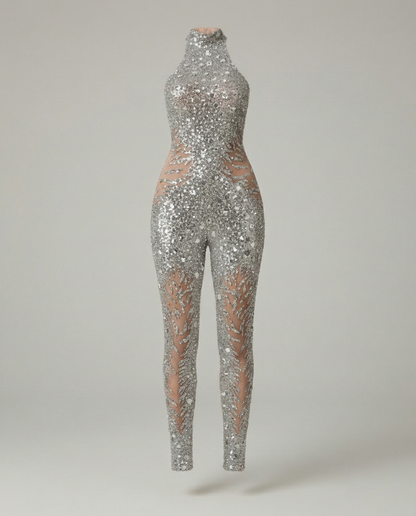 Damen Jumpsuit Patchwork-Halter-Design