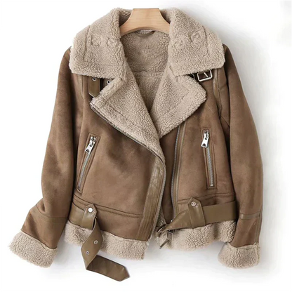 Norvielle Herren Lederjacke Sherpa-Futter