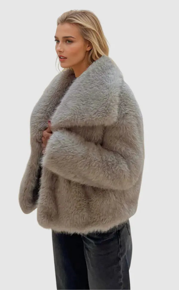 Damen Kurz Winterjacke Faux Fur - Norvielle