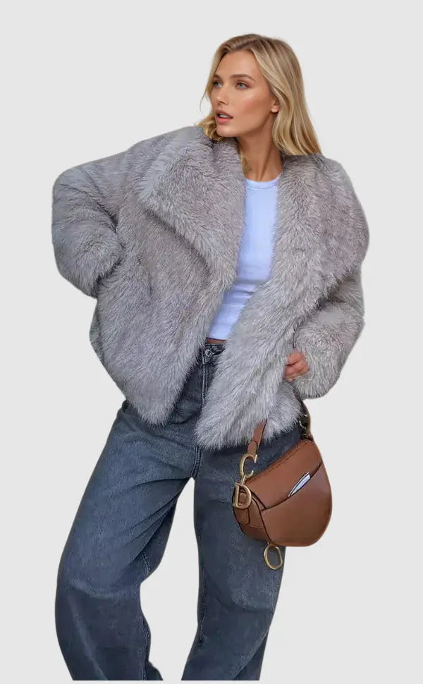 Damen Oversize Felljacke Kuschelig