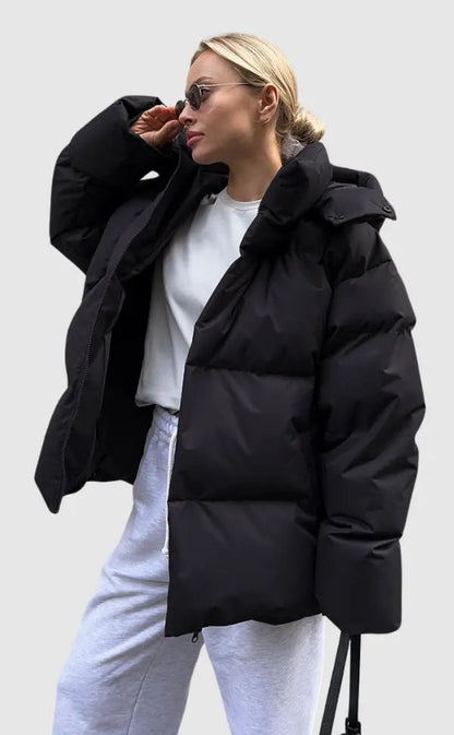 Damen Pufferjacke Wärme-Design Füllfeder Isoliert Schwarz - Norvielle