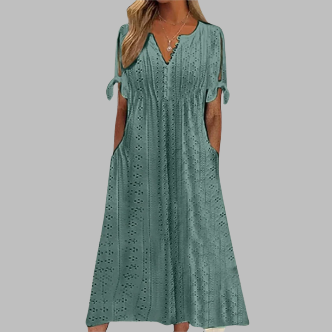 Damen Boho Midi Kleid Sommer Elegantes Design