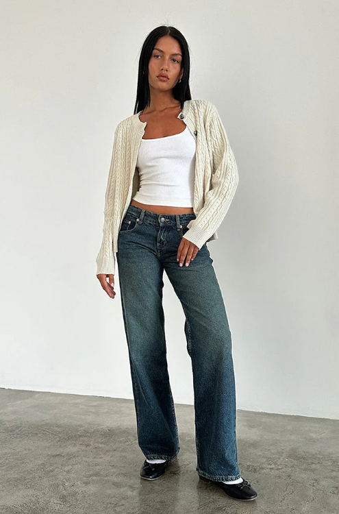 Damen Jeans Niedrige Taille Geraide Bein