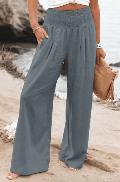 Norvielle Damen Dehnbare Palazzo-Hose Elegant