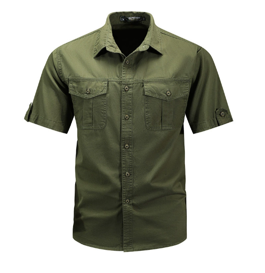 Herren Utility-Taschenhemd Baumwolle Beige