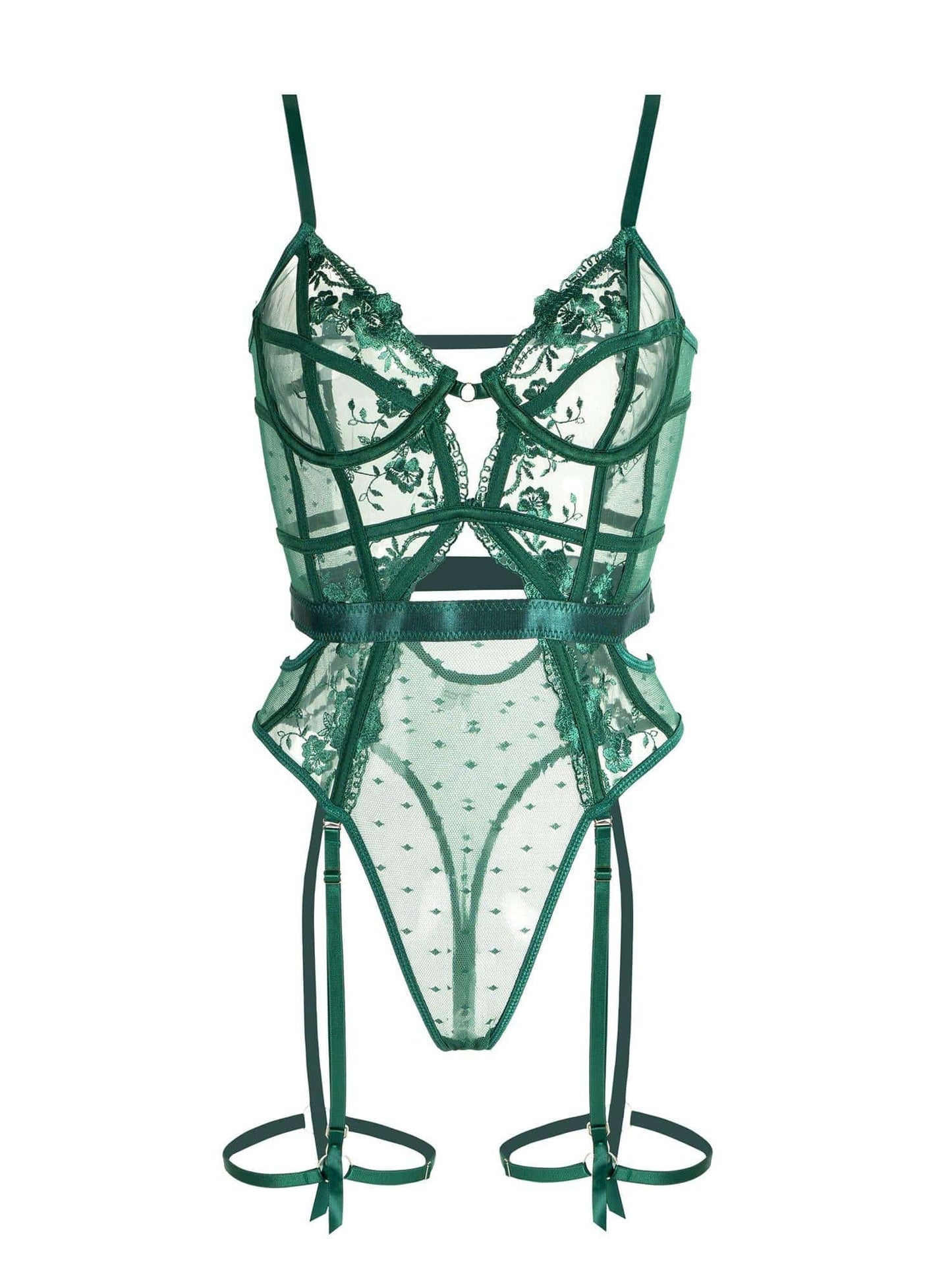 Damen Dessous Set Spitze Stickerei Strumpfhalter