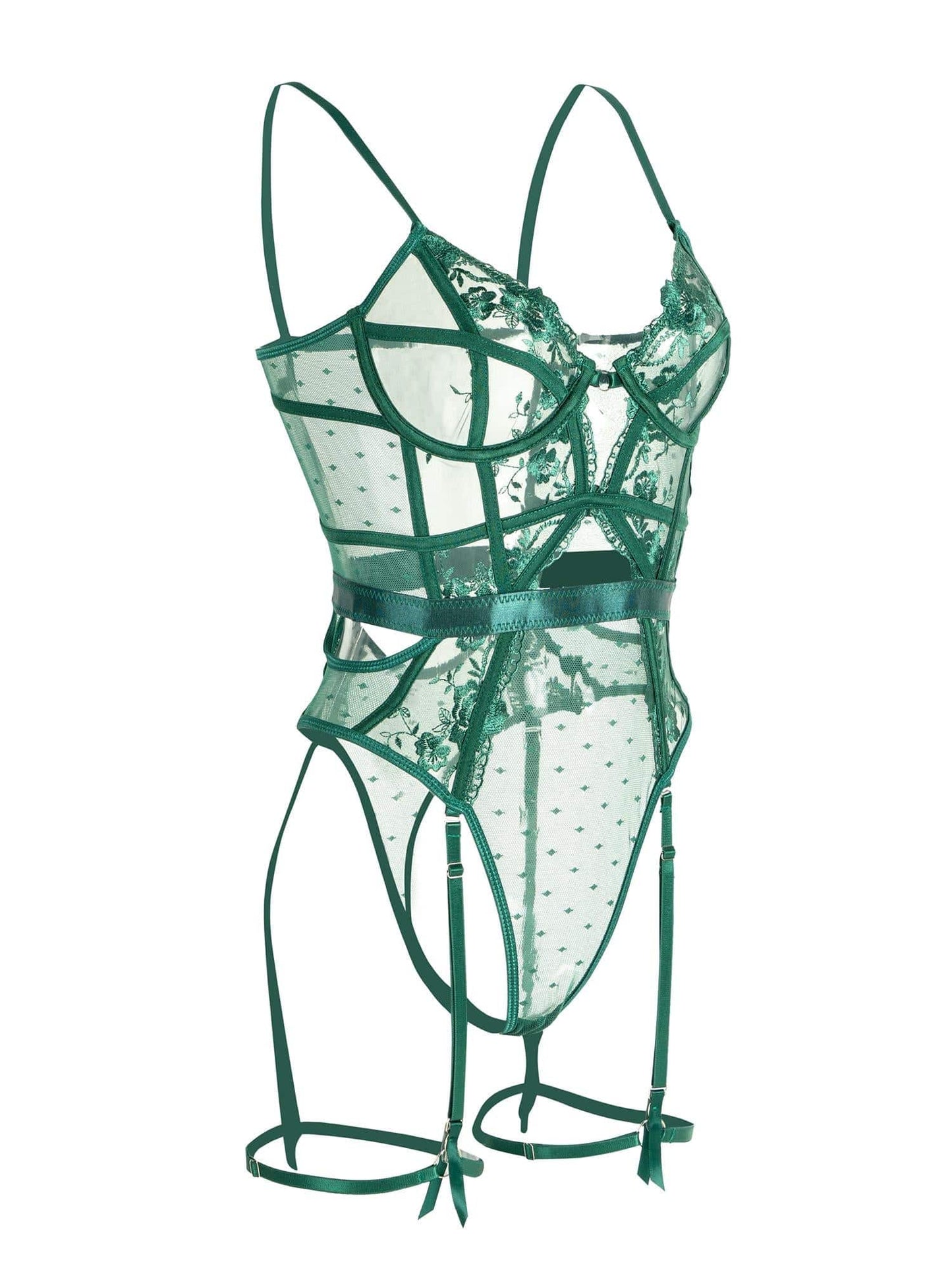 Damen Dessous Set Spitze Stickerei Strumpfhalter