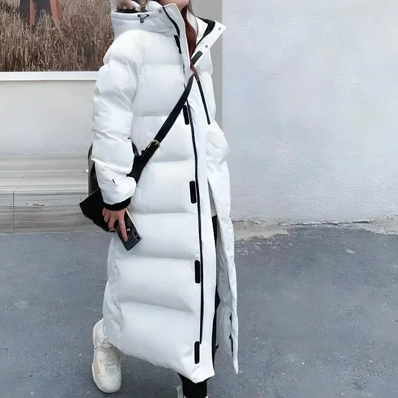 Damen Lange Winterjacke Akazie Winddicht