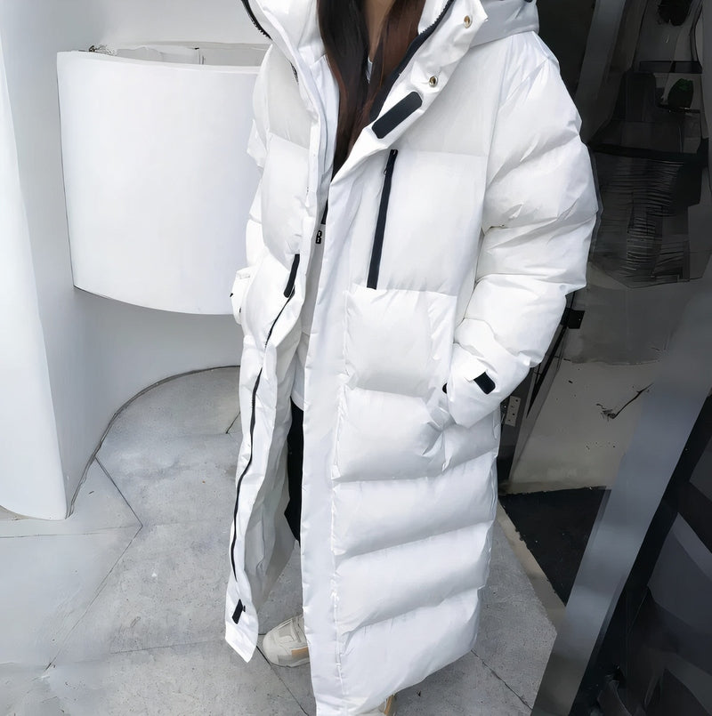 Damen Lange Winterjacke Akazie Winddicht