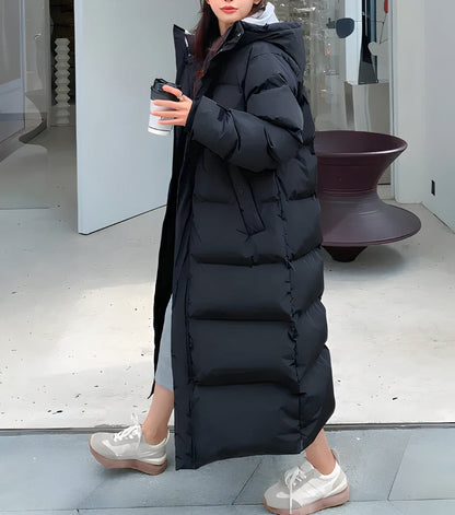 Damen Lange Winterjacke Akazie Winddicht