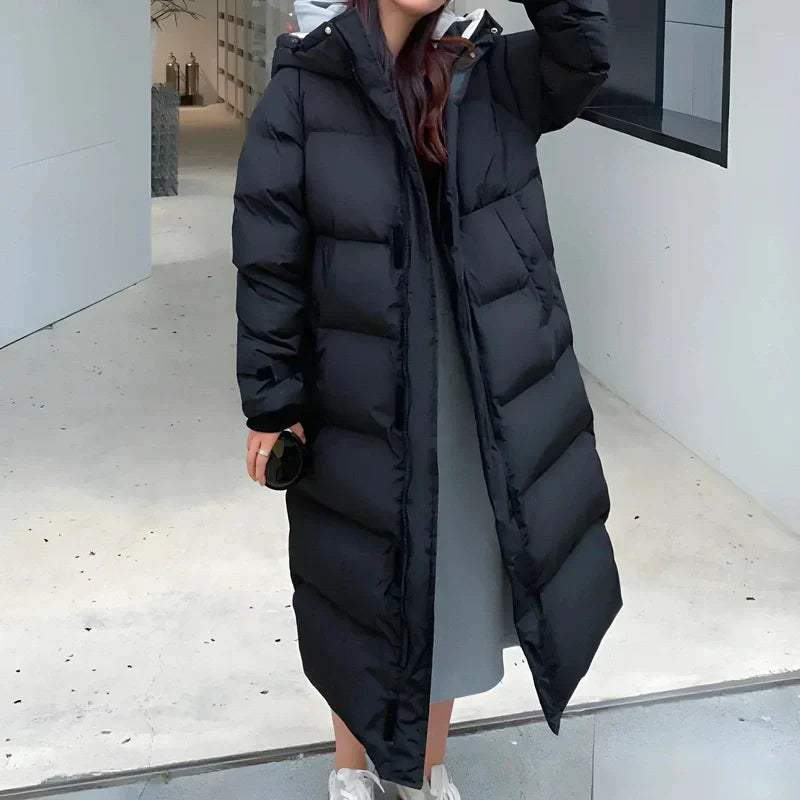 Damen Lange Winterjacke Akazie Winddicht